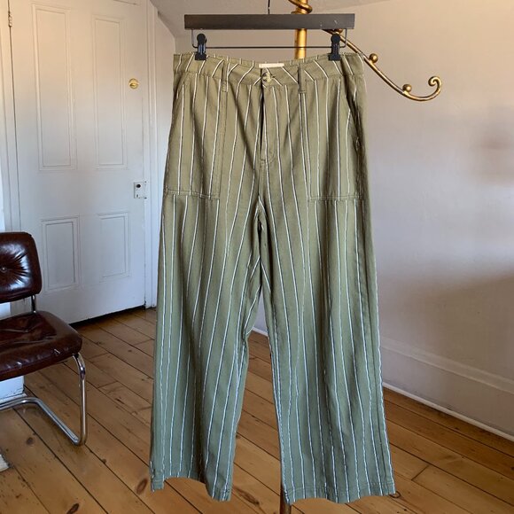 UO Striped Wide Leg Utility Pant Large - Picture 1 of 6